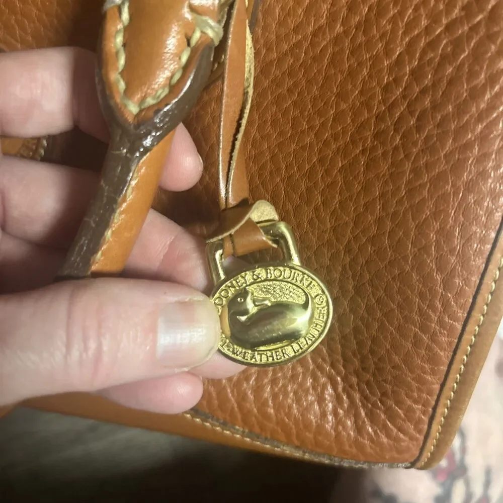 DOONEY & BOURKE Vintage 1990's Leather Tan All Weather Pebbled Satchel Purse Bag